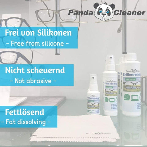 PandaCleaner®  Brillenreiniger 50ml Pumpflasche + 250ml Nachfüllflasche.