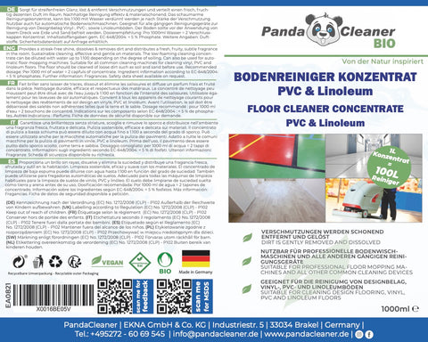 PandaCleaner PVC Bodenreiniger -  Linoleum Reiniger zur Reinigung & Pflege für Vinylboden 1000ml