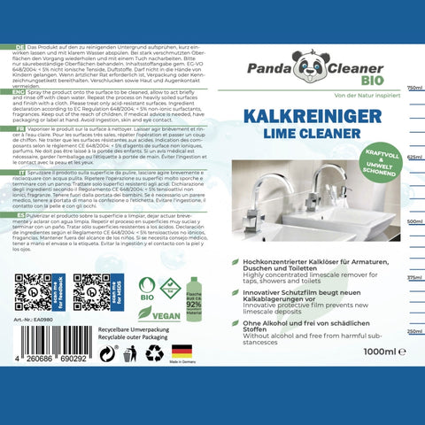PandaCleaner Kalkreiniger Bad - 1000ml Kalkreiniger Spray