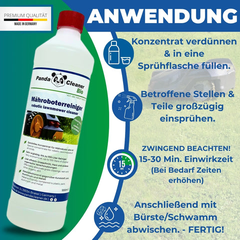 PandaCleaner® 1L Mähroboter Reinigungsmittel für alle Hersteller