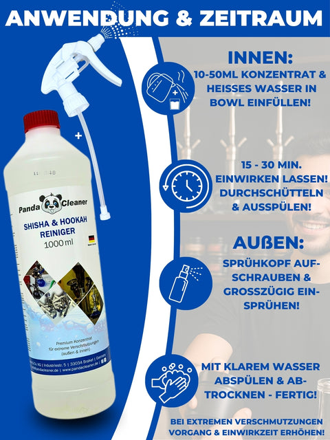 PandaCleaner Wasserpfeifenreiniger Hookah Reiniger 1000ml