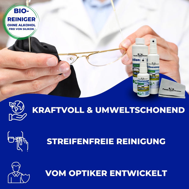 PandaCleaner Brillenreiniger - Ohne Alkohol! - 50ml, 100ml & 250ml