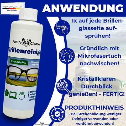 PandaCleaner Brillenreiniger Set 50ml + 100ml + 250ml