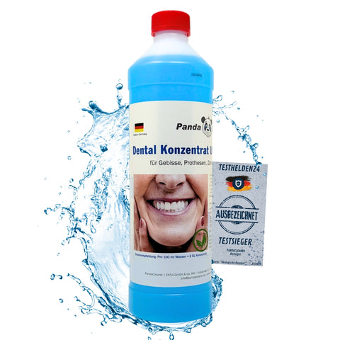 PandaCleaner Dental Konzentrat Ultraschallreiniger - Entfernung von Belägen & Verfärbungen - Für Gebisse, Prothesen, Zahnersatz - Div. Größen
