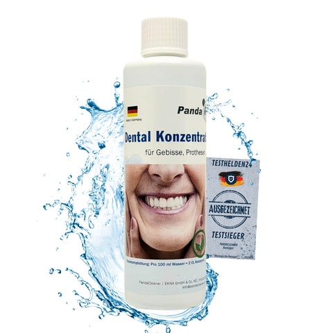 PandaCleaner Dental Konzentrat Ultraschallreiniger - Entfernung von Belägen & Verfärbungen - Für Gebisse, Prothesen, Zahnersatz - Div. Größen