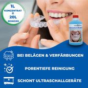 PandaCleaner Dental Konzentrat Ultraschallreiniger - Entfernung von Belägen & Verfärbungen - Für Gebisse, Prothesen, Zahnersatz - Div. Größen