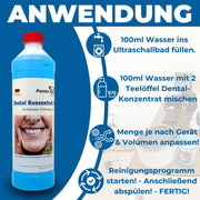 PandaCleaner Dental Konzentrat Ultraschallreiniger - Entfernung von Belägen & Verfärbungen - Für Gebisse, Prothesen, Zahnersatz - Div. Größen