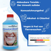 PandaCleaner Dental Konzentrat Ultraschallreiniger - Entfernung von Belägen & Verfärbungen - Für Gebisse, Prothesen, Zahnersatz - Div. Größen