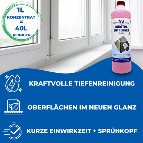PandaCleaner Nikotin Entferner - Nikotin-Reiniger für Kunststoff 1000ml