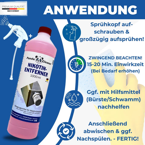 PandaCleaner Nikotin Entferner - Nikotin-Reiniger für Kunststoff 1000ml