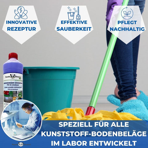 PandaCleaner PVC Bodenreiniger -  Linoleum Reiniger zur Reinigung & Pflege für Vinylboden 1000ml