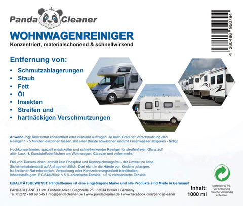 PandaCleaner®  Wohnwagenreiniger Caravan Reiniger 1000ml.
