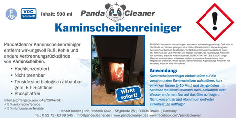PandaCleaner®  Kaminscheibenreiniger Konzentrat für Kaminglas & Ofenglas 500ml Sprühflasche.