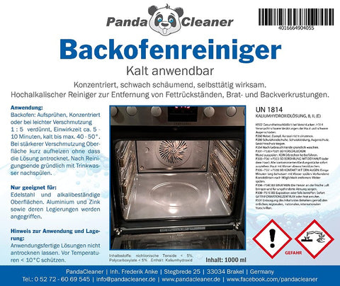 PandaCleaner®  Backofenreiniger + Grillrost Spray 1000ml - Set Inkl. Handschuhe, Pinsel & Reinigungstuch.