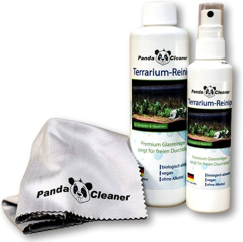 PandaCleaner®  Terrarium Reiniger - 100ml  Sprühflasche + 250ml Nachfüllflasche.