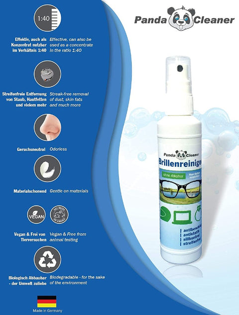 PandaCleaner®  Brillenreiniger Set 50ml + 100ml + 250ml.